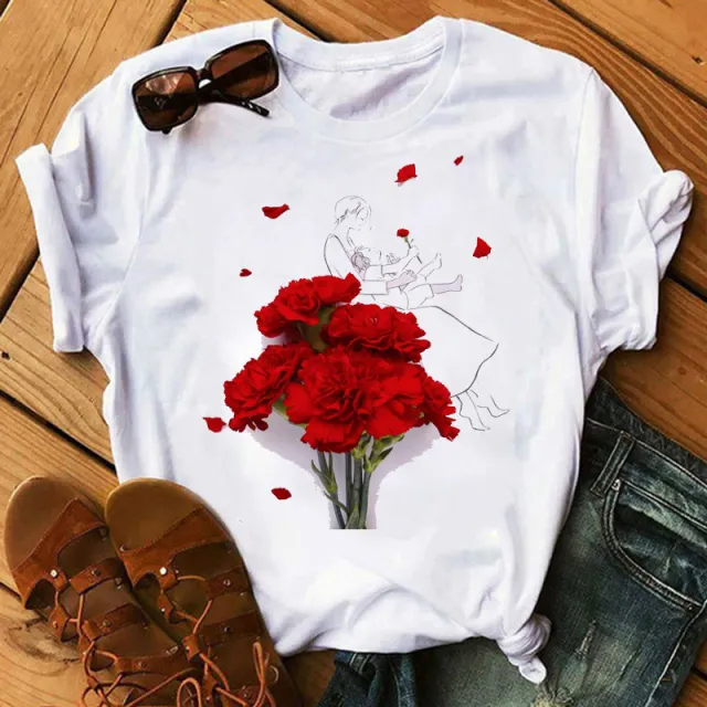 Letters Cute Clothing Women's Short Sleeved T shirts 3Style - Shop at LoveMi