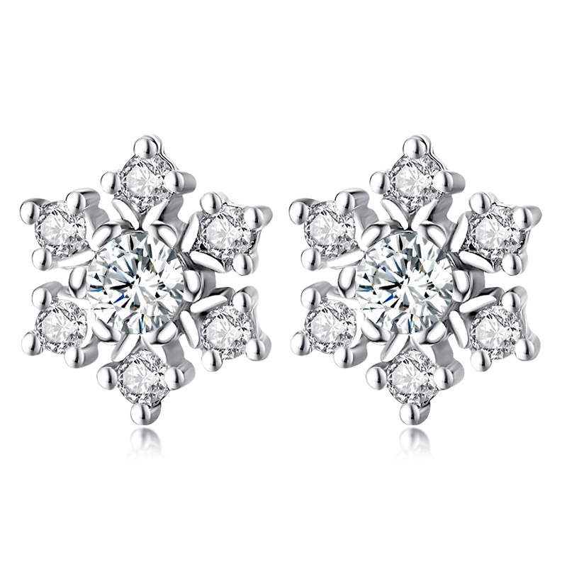 Women's Fashion Zircon Flower Stud Earrings