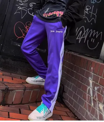 The New Basic All match Hip hop Hit Color Zipper Sports Jacket Purple Pants - Shop at LoveMi