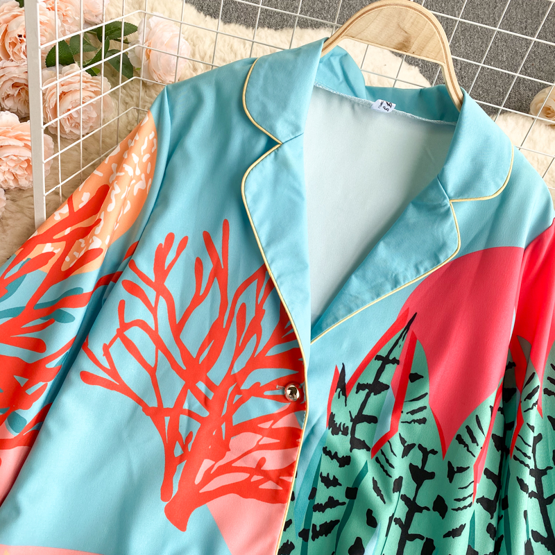 Women's Design Color Blocking Print Vacation Two-piece Set