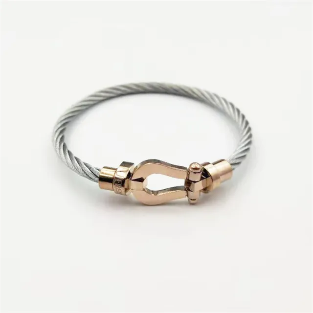 Magnetic Buckle Stainless Steel Wire Bracelet Rose Gold Head Steel Rope B - Shop at LoveMi