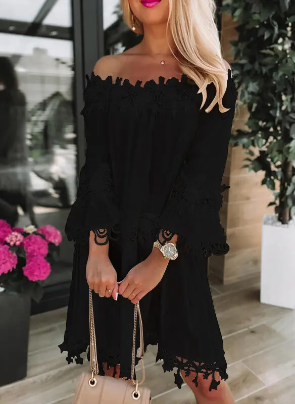 Women's Strapless One-shoulder Lace Dress