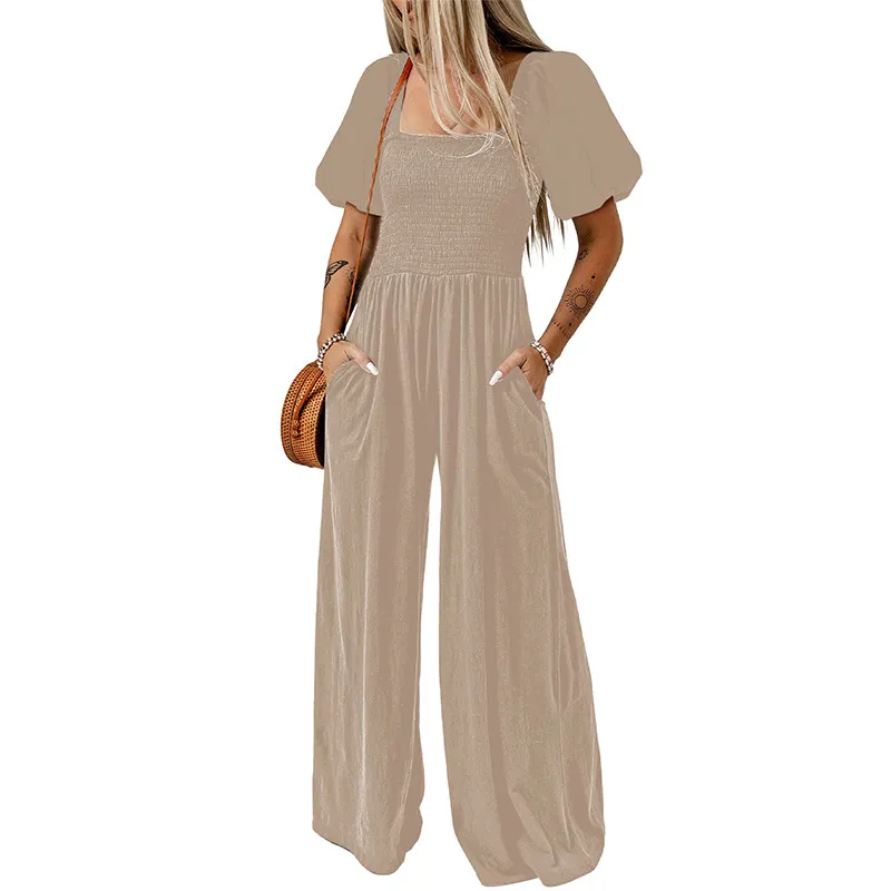 Women's Square Collar Short Sleeve Jumpsuit - P18-S