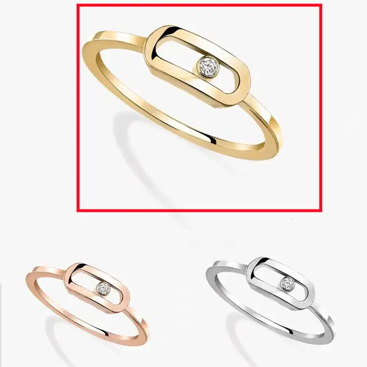 Trend Decompression Sliding Ring Single Rhinestone Ring Female