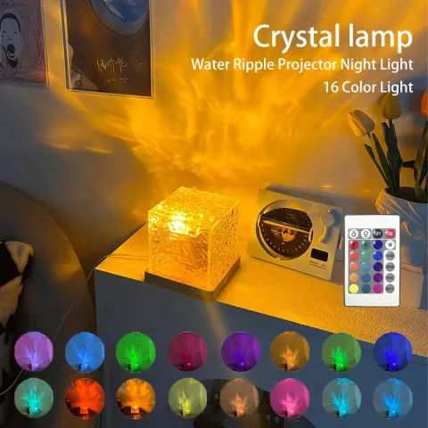 LED Water Ripple Ambient Night Light USB Rotating Projection