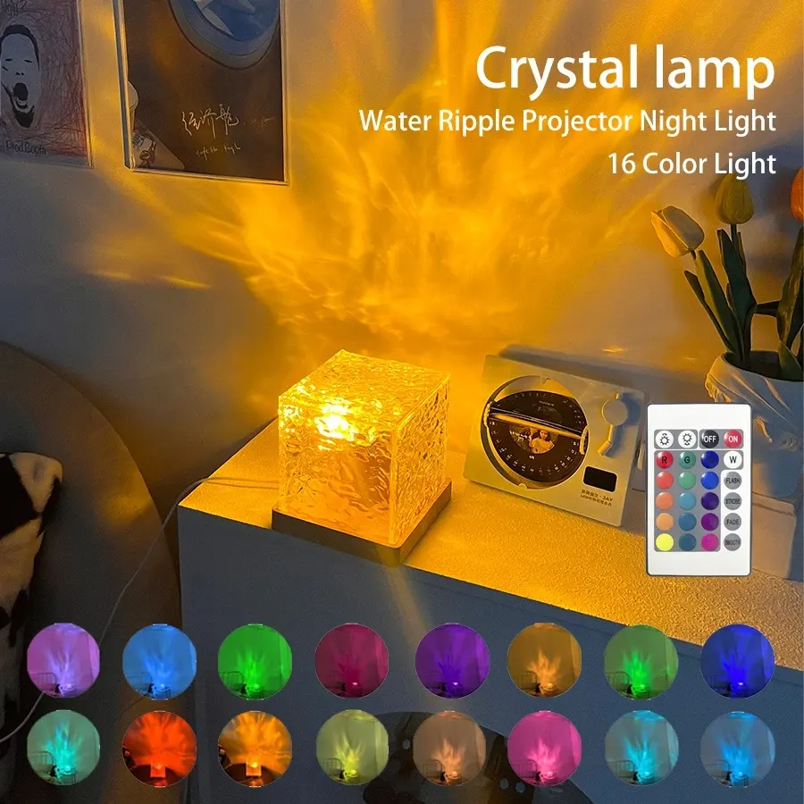 LED Water Ripple Ambient Night Light USB Rotating Projection