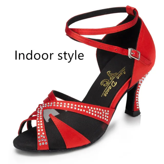 Women's Latin Dance Shoes Soft Bottom Diamond Red - Shop at LoveMi