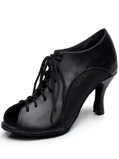 Women's Latin Dancing Shoes Mid And Low Heel Soft Bottom - Black - View 1