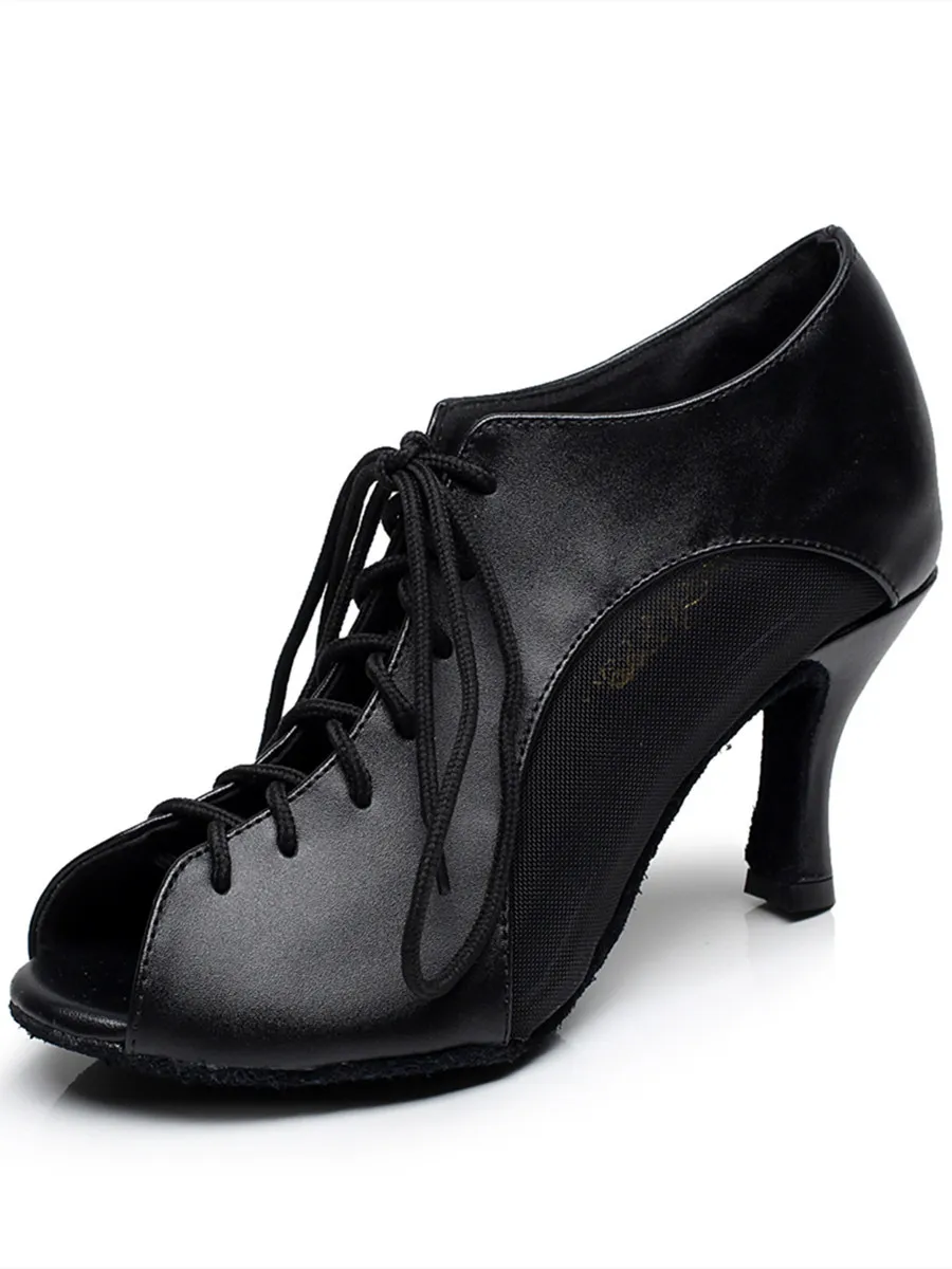 Women's Latin Dancing Shoes Mid And Low Heel Soft Bottom - Black