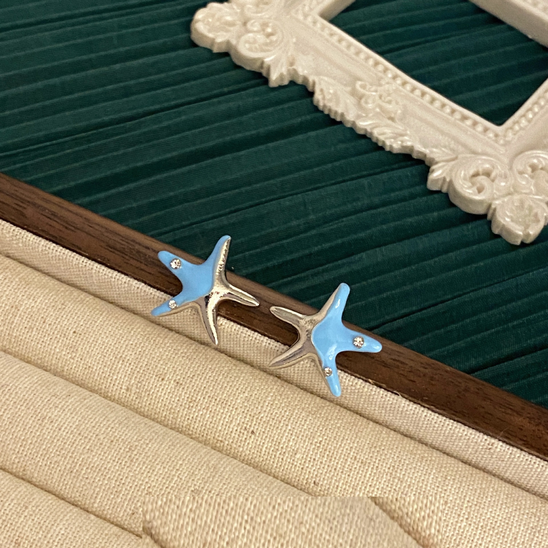 Cool Blue Drip Glazed Starfish Stud Earrings Niche Exquisite