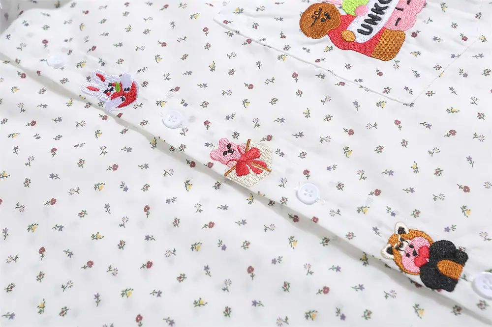 Full Printed Small Floral Short-sleeved Shirt For Boys American Style