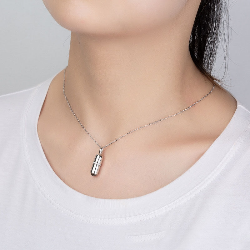 Pure Silver Platinum Medicine Pill Pendant Necklace