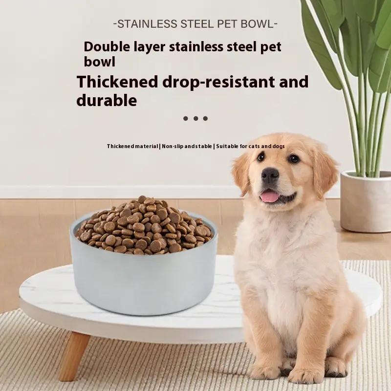 304 Stainless Steel Bowl For Pet Double-layer Thickening