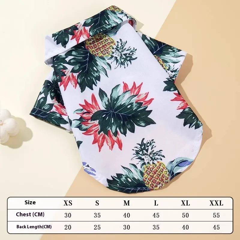 Cat Clothes Summer Thin Shirt - Hawaiian White