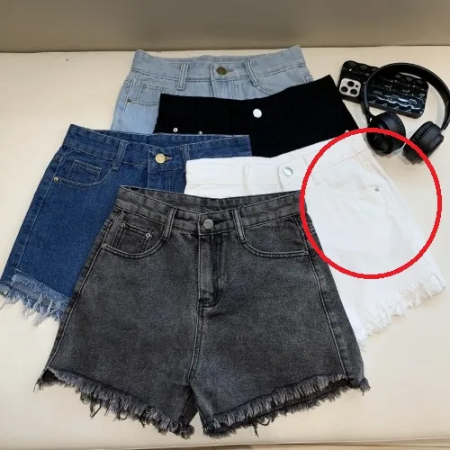 Wide Leg Denim Shorts Frayed Summer New High Waist Slimming White - Shop at LoveMi