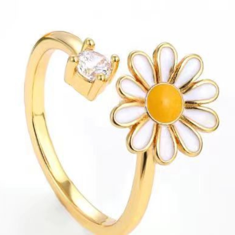 Women's Adjustable Sunflower Rotary Ring