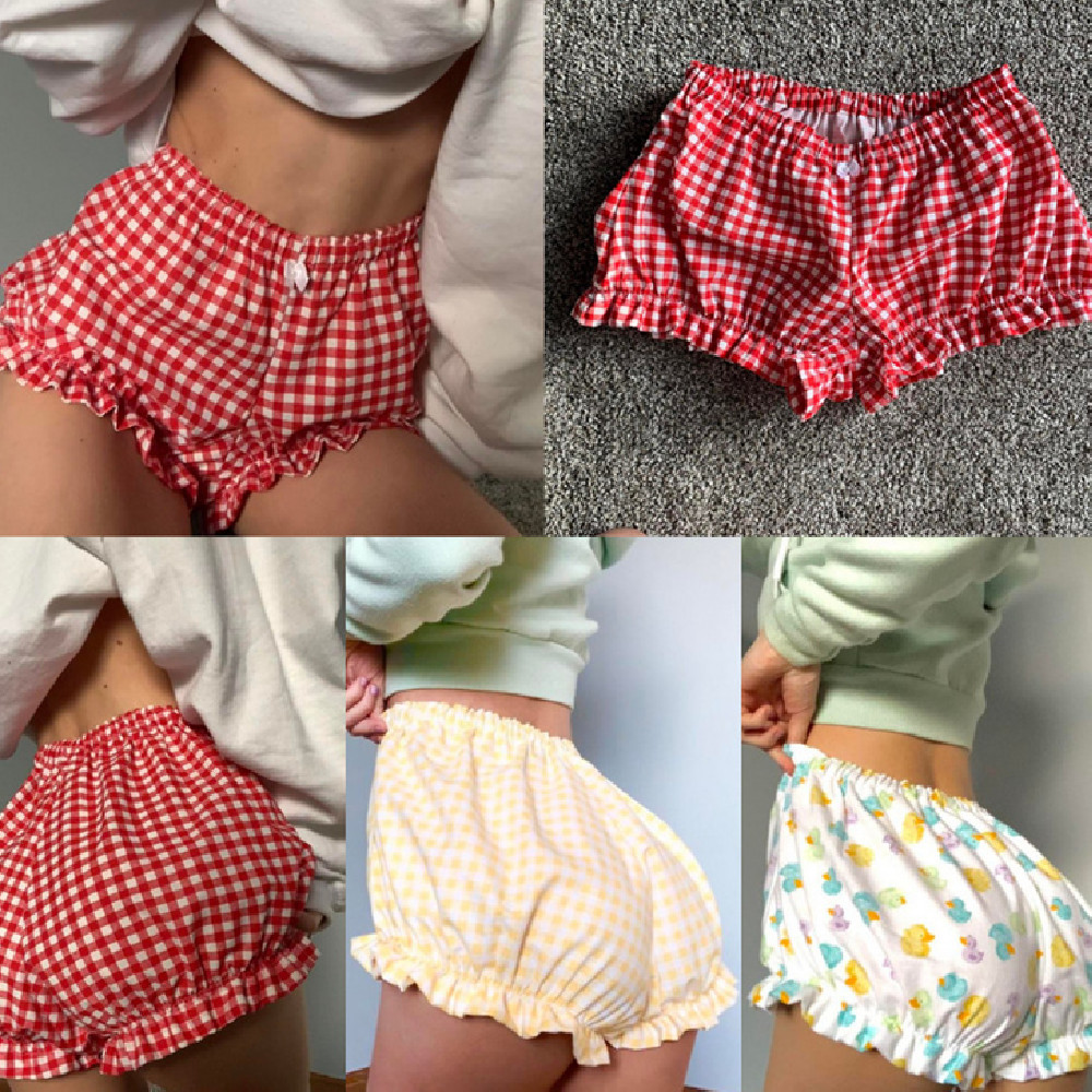 European And American Small Bowknot Plaid Shorts