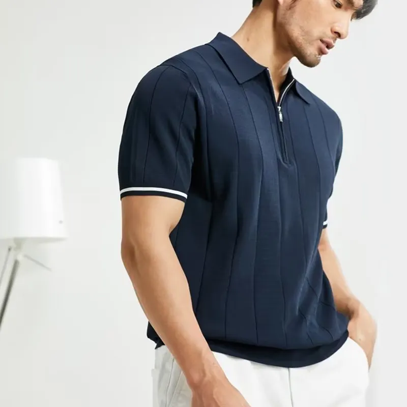 Fashion Short-sleeved Polo Shirt Summer Lapel Zipper