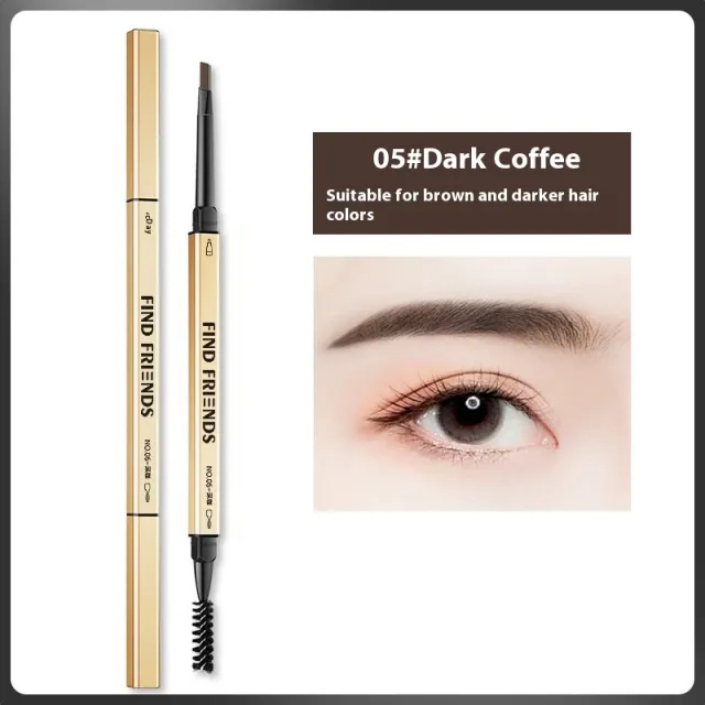 Waterproof Smear proof Double headed Automatic Eyebrow Pencil 05 Dark Coffee Color - Shop at LoveMi