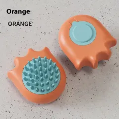 Pet Bath Brush Cat Dog Massage Comb - Orange - View 1
