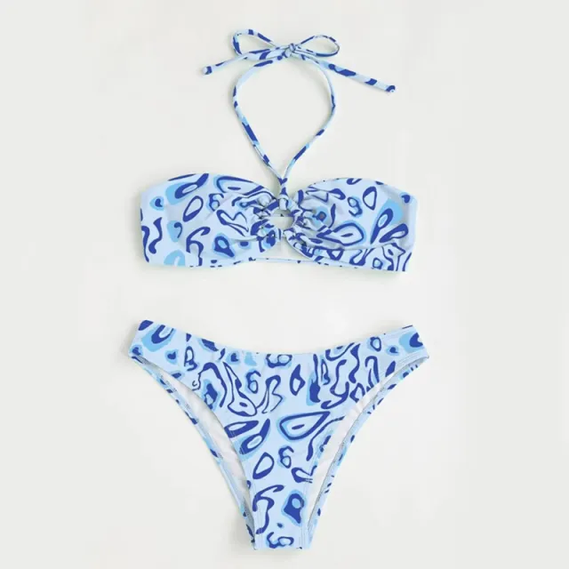 Bandeau Bikini Sexy Split Swimsuit Blue - Shop at LoveMi