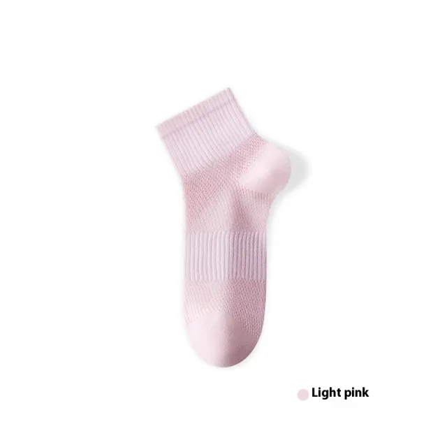 Pure Cotton Summer Antibacterial Breathable Mid calf Socks Tight Light Pink - Shop at LoveMi