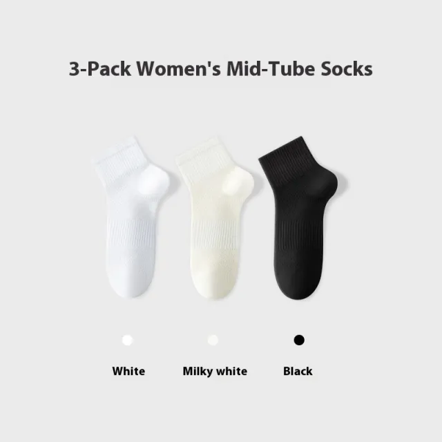 Pure Cotton Summer Antibacterial Breathable Mid calf Socks Tight Simple Package - Shop at LoveMi
