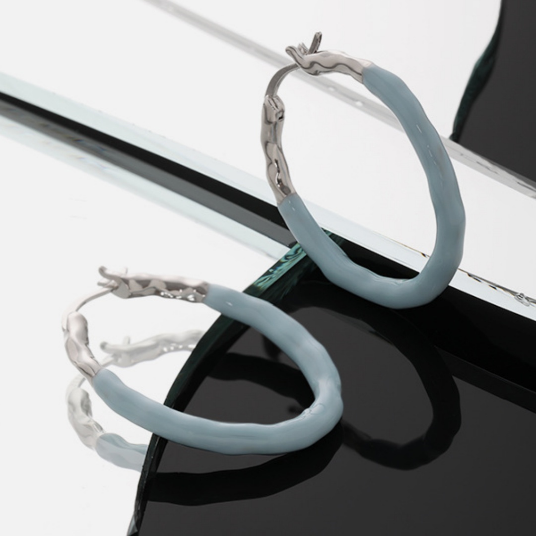 Irregular Circles Epoxy S925 Sterling Silver Solid Earrings For Women