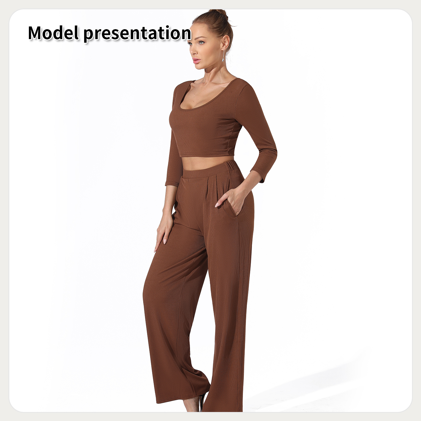 Womens-Fashion-Simple-Solid-Color-Top-Pants-Set