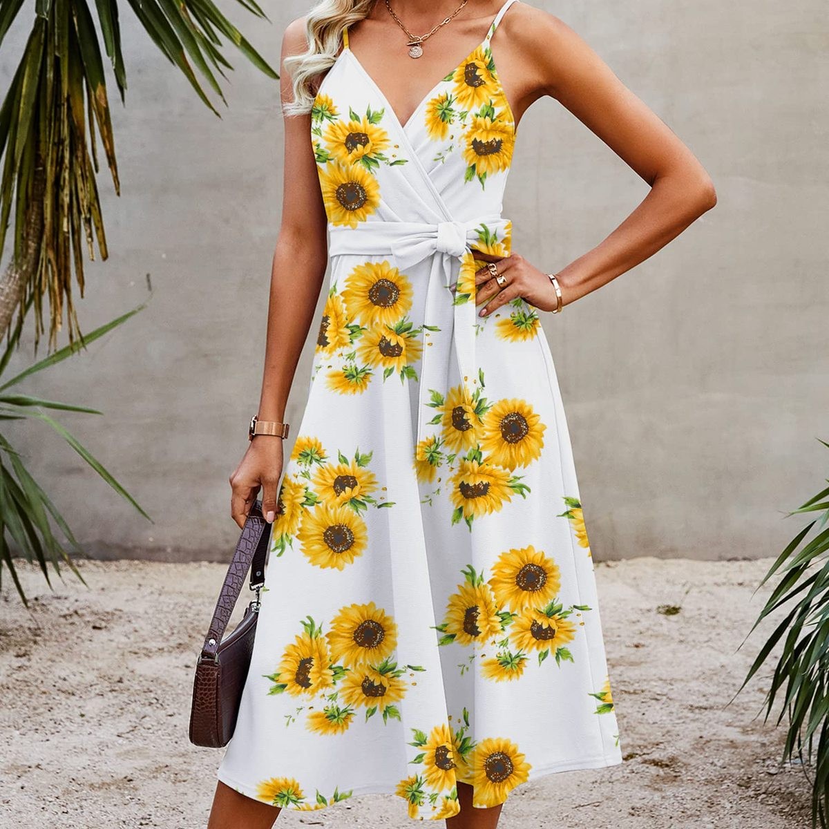 White Printed Sunflower