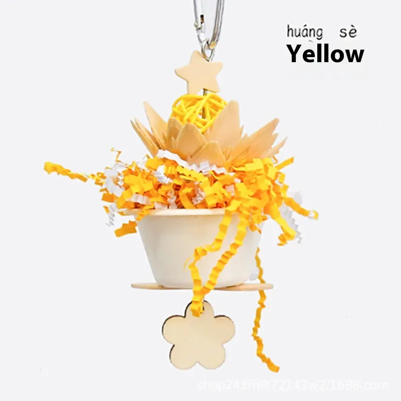 Parrot Flower Clumps Bite Toy - Yellow