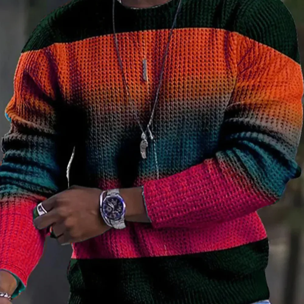 New Casual Round Neck Long Sleeve Digital Printing Men's