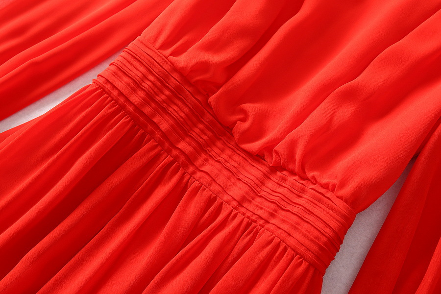 Long Sleeve V-Neck Pleated Dress, picture 7 of 7