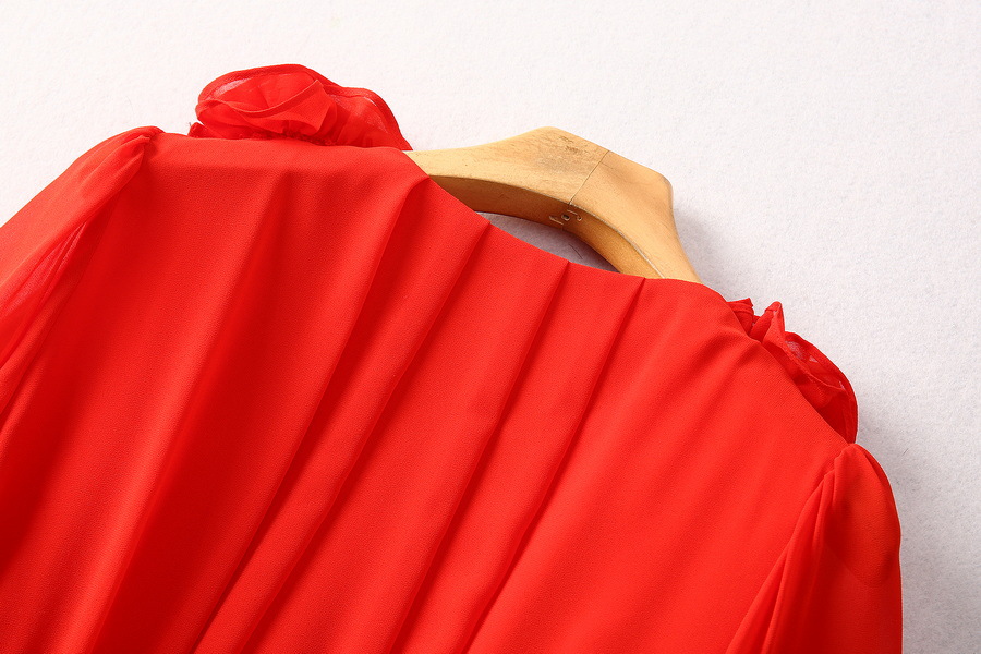 Long Sleeve V-Neck Pleated Dress, picture 4 of 7