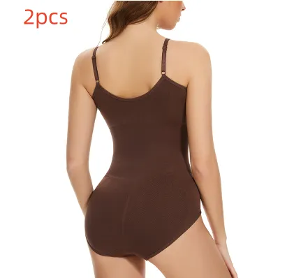 Women's Fashion Casual Seamless Body-shaping Corsets - Brown Briefs2Pcs