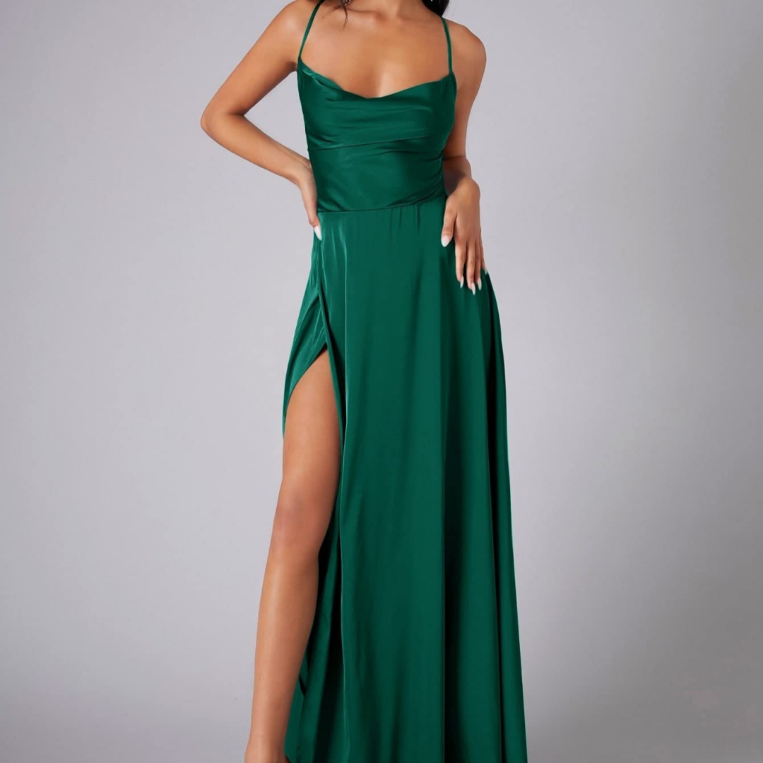 Summer Sexy Slimming Backless Strap Long Split Dress Women's Fashion High Waist Belted Gown V-neck - Image 4