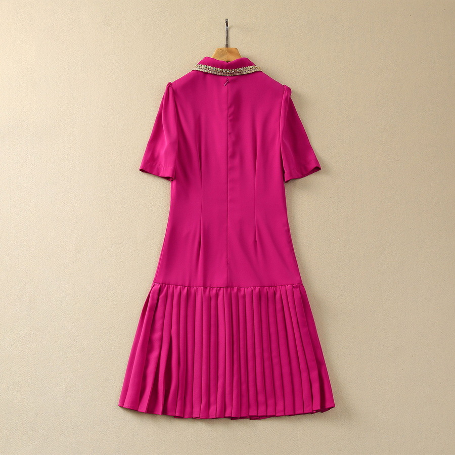 Lace Lapel Short Sleeve Dress