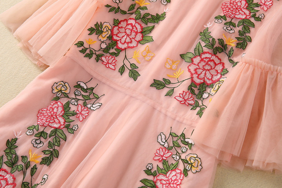 Embroidered Mesh Swing Dress