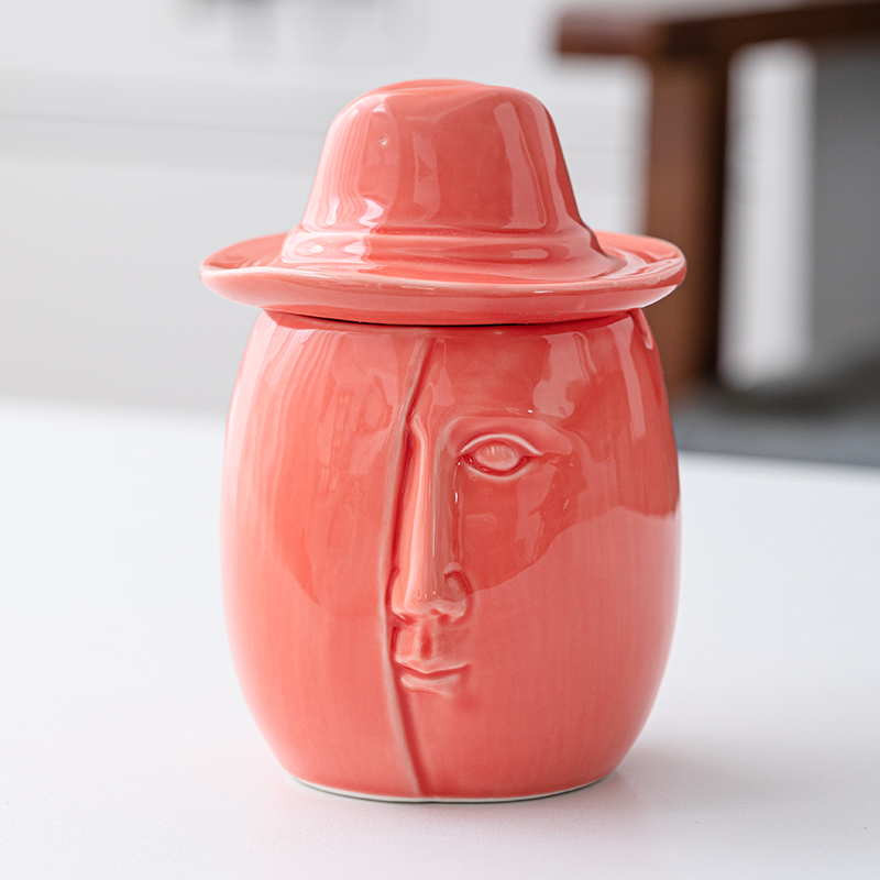Creative Personality Face Ashtray With Lid Anti Fly Ash Living Room Office Ceramic Ornaments