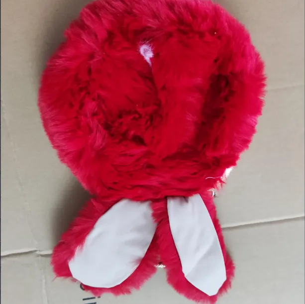 Plush Bag Faux Fur Rabbit Ear Clip Red - Shop at LoveMi