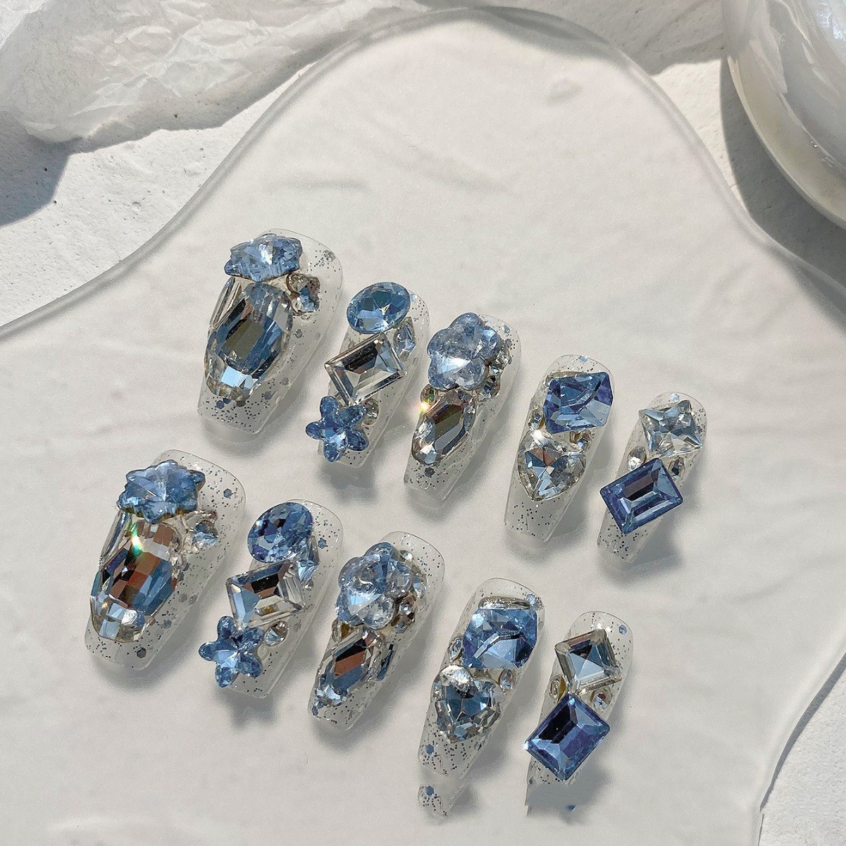 Ice Nail Stickers for Women. Product information: Color: SJ0354 Swan Lake-S,SJ0354 Swan Lake-M Style: sweet, hot girl, Flash, cool, fresh, simple, affordable luxury style, ins style, blush nails, pure desire Style: short, long, medium, wearable Packing li