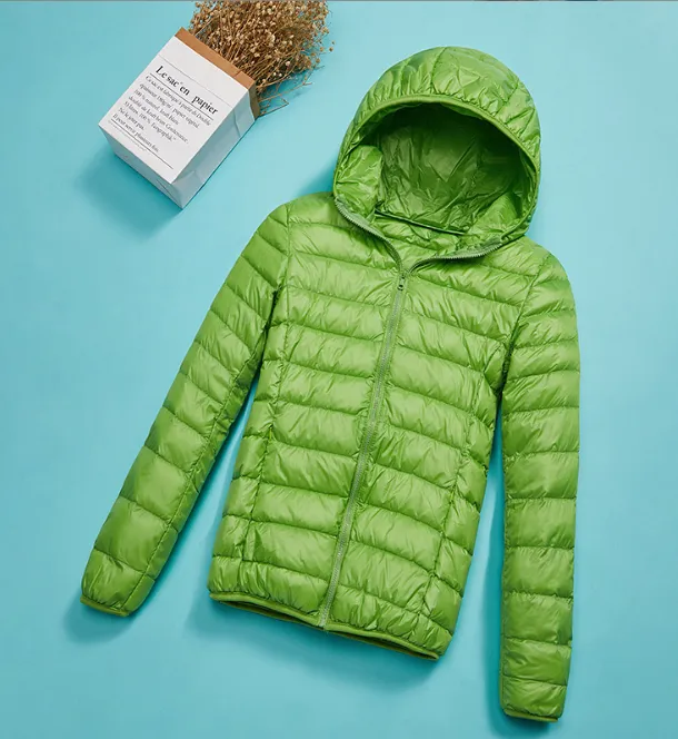 Lightweight Down Jacket Women Short Hooded Super Lightweight Autumn Fragrance Green - Shop at LoveMi