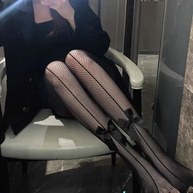 Hollow Lace Mesh Stockings Bottoming Pantyhose Japanese Lolita Retro Single Bow - Shop at LoveMi