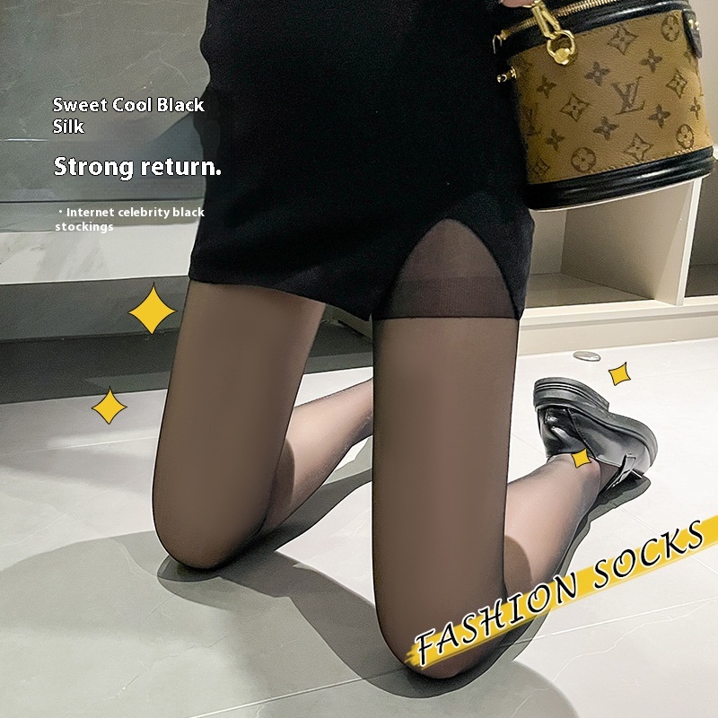 Black Silk Stockings Thin Nylon Silk Pantyhose Sunscreen Superb Fleshcolor Pantynose - Image 2