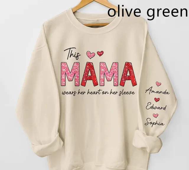 Fashion DIY Women's Mother's Day Sweater Olive - Shop at LoveMi
