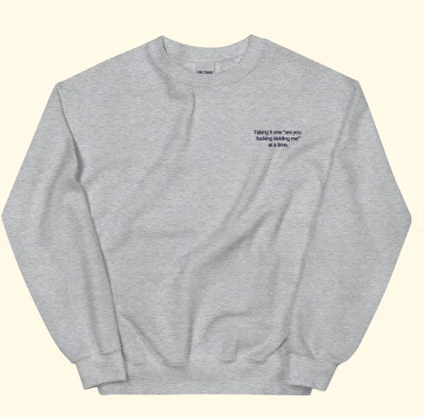 European And American Digital Printing Croissant Round neck Sweater Sport Grey - Shop at LoveMi