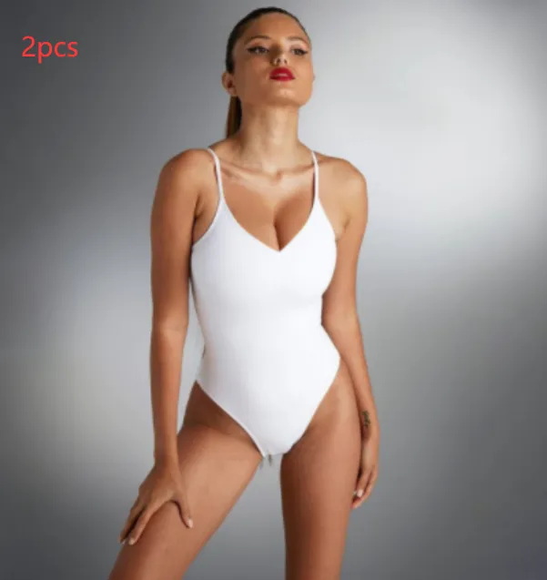 Summer Bikini Backless String Large Size Sexy Solid Color Triangle One piece Swimsuit Womens Clothing White - Shop at LoveMi