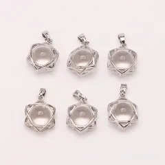 Crystal Aventurine Pendant Agate Round Beads Six-pointed Star - About 15X25Mm - View 1