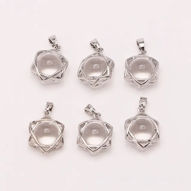 Crystal Aventurine Pendant Agate Round Beads Six pointed Star About 15X25Mm - Shop at LoveMi