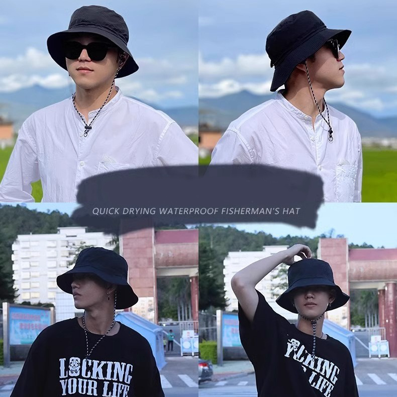 Foldable summer fisherman hat, quick-drying, waterproof, for outdoor cycling, fishing, sun hat for women and men.